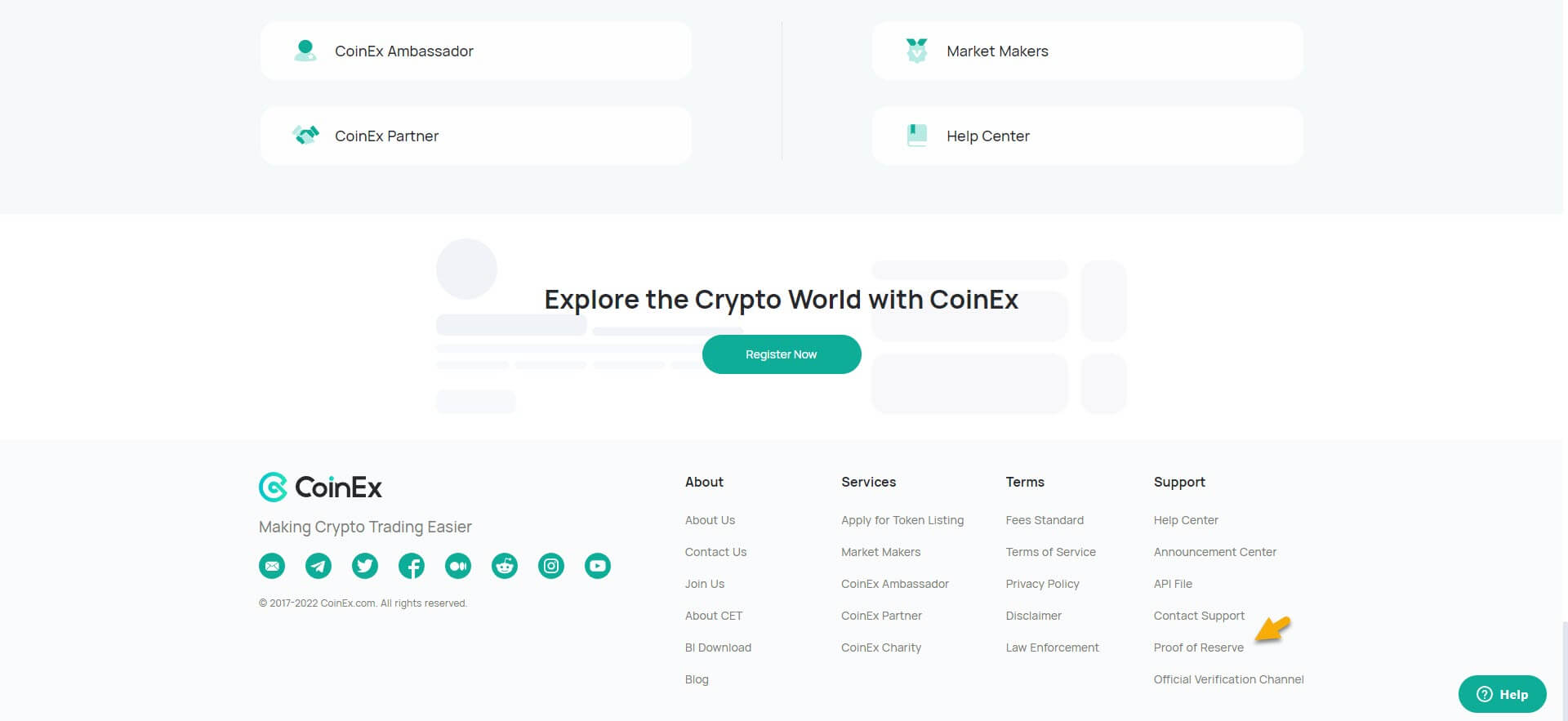 إثبات الاحيتاطي CoinEx