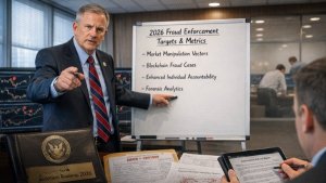 تُركز أولويات هيئة الأوراق المالية والبورصات الأمريكية لعام 2026، التي نُشرت أواخر عام 2025، بشكل أقل على عمليات فحص قطاع العملات المشفرة بشكل منفصل مقارنةً بالسنوات السابقة، حيث تُدمج بدلاً من ذلك الإشراف على الأصول الرقمية ضمن فئات إشراف أوسع قائمة على المخاطر. وتُحدد تصريحات أتكينز نهجًا تنظيميًا لعام 2026 يتمحور حول مكافحة الاحتيال، وإصلاح الإفصاح، والإشراف المنسق على الأصول الرقمية، بدلاً من وضع سياسات واسعة النطاق مدفوعة بالإنفاذ.